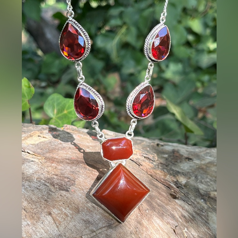 925 silver overlay carnelian necklace